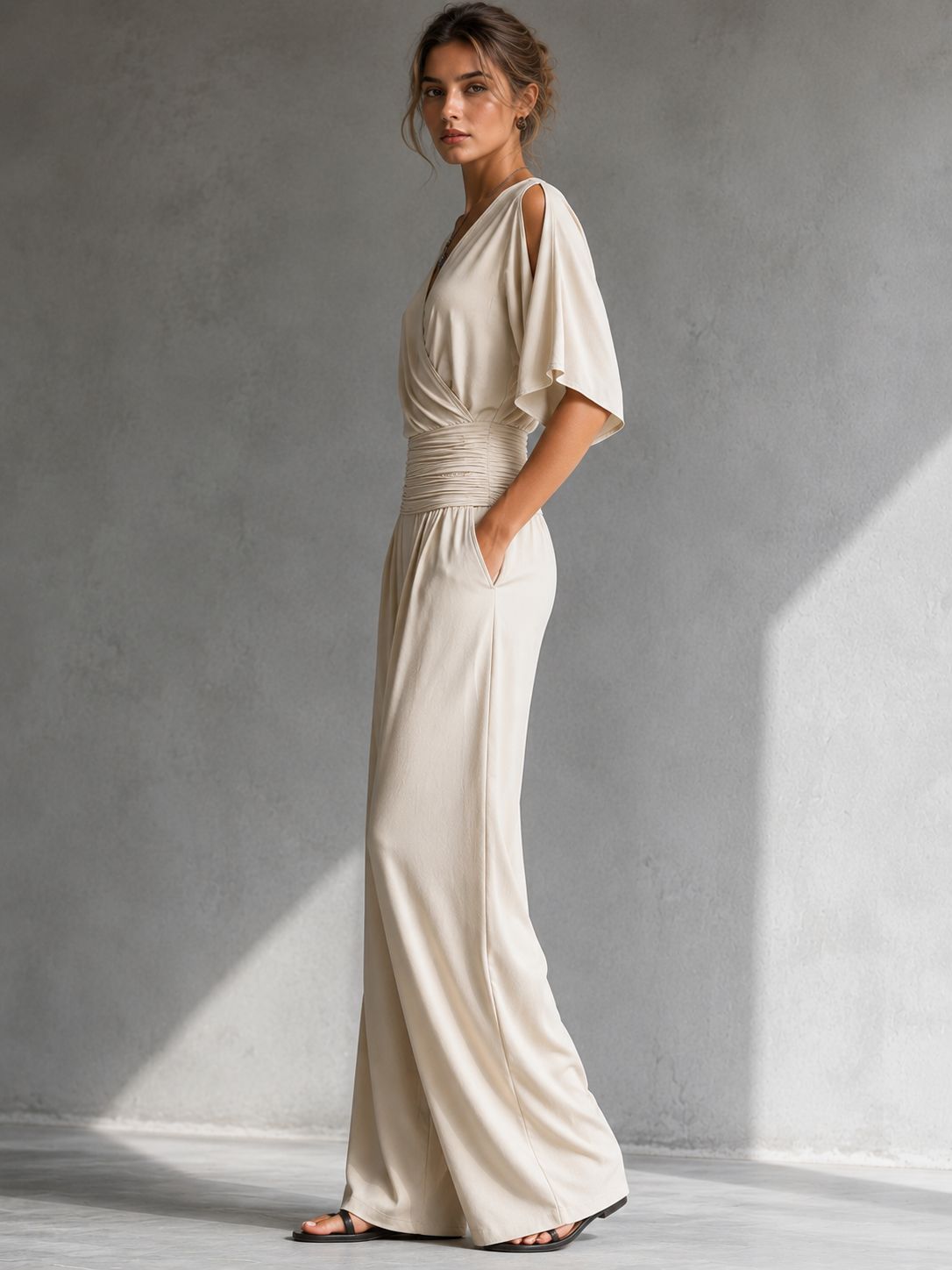 Alia | Elegant set med korsad effekt och breda ben